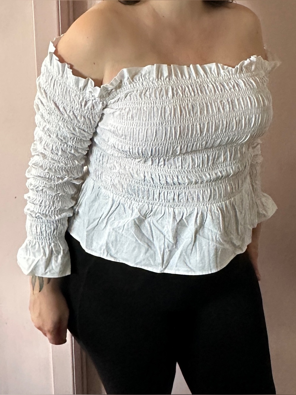 White off shoulder frills top size L